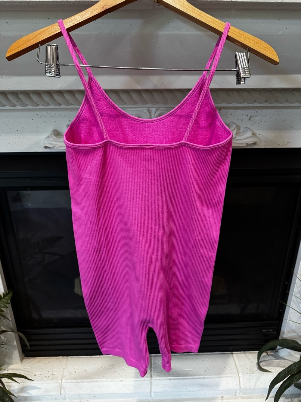 NEW!!! Mono B Bright Pink Ribbed Tank Romper - Picture 3 of 3